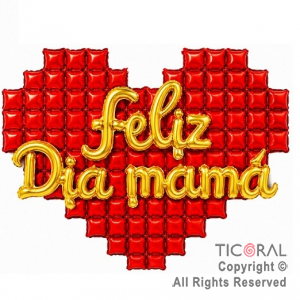 SET DE GLOBOS METALIZADO CORAZON FELIZ DIA MAMA 4 UNIDADES